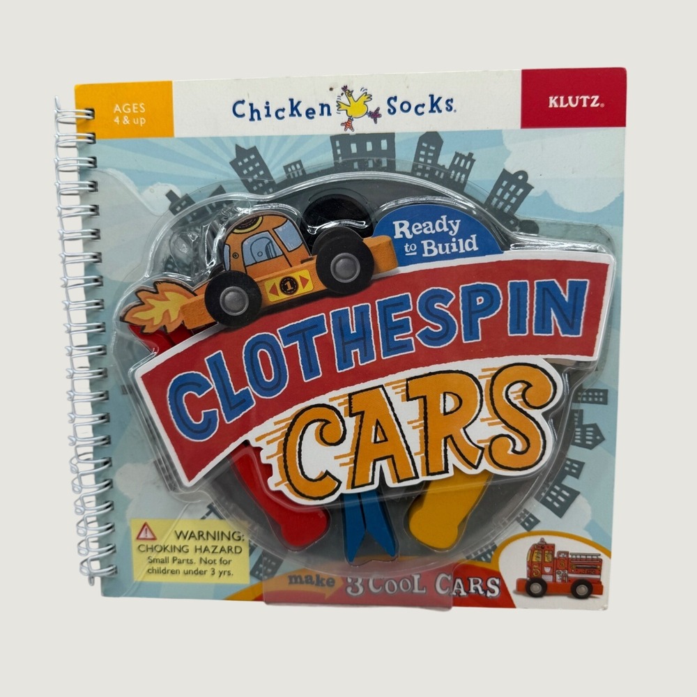 Klutz Chicken Socks Clothespin Cars Activity Book Kit Kids DIY Craft Toy Kidcore